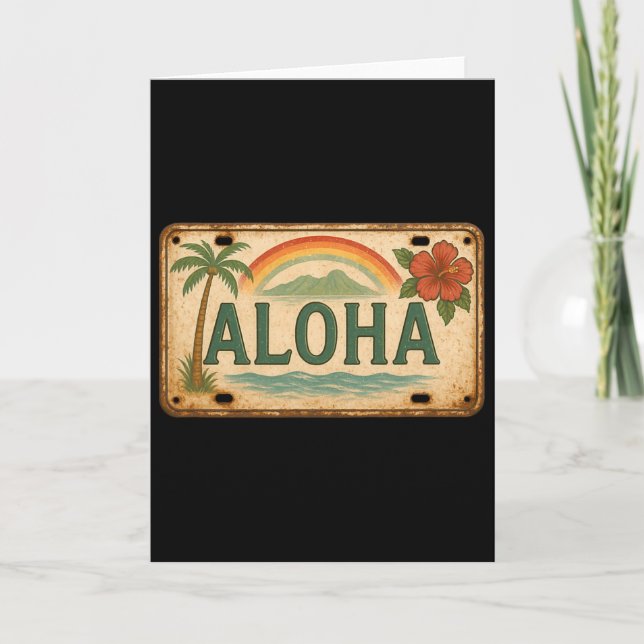 Cartão Placa de Licença Vintage Aloha Havaí (Frente)