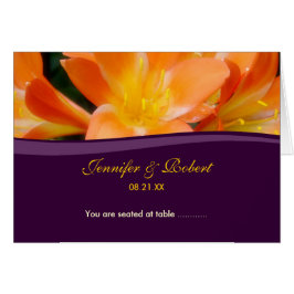 Cartão Placa de Lugar de Púrpura e Laranja