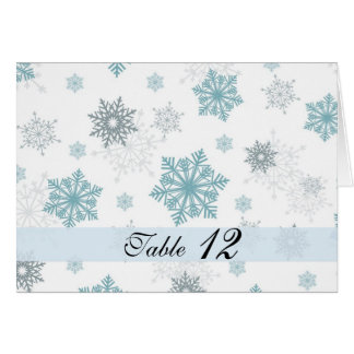 Cartão Placa de Mesa branca de inverno com flocos de neve
