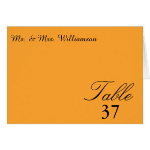 Cartão Placa de Mesa de Casamento Laranja de Coração Suns