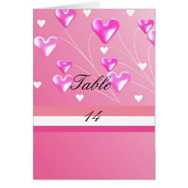 Cartão Placa de Mesa de Corações Rosa