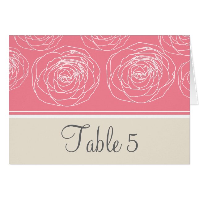 Cartão Placa de Mesa Elegante de Rosas de perfuração (Frente Horizontal)