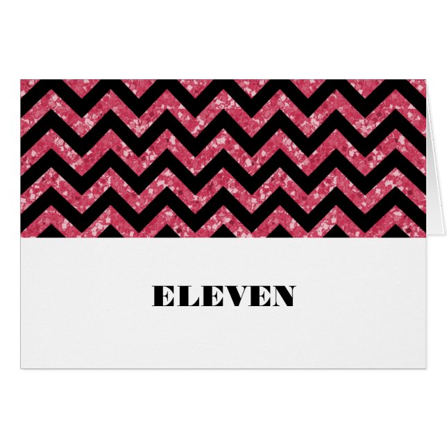Cartão Placa de Mesa Glitter Cevron Rosa (Frente Horizontal)