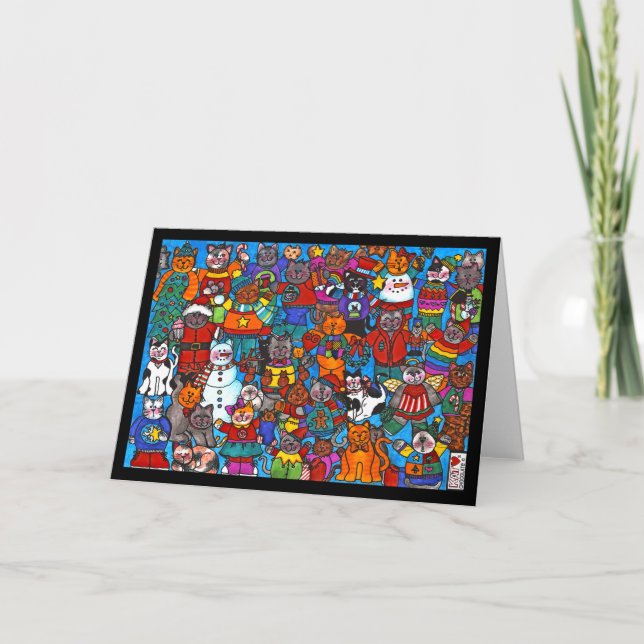 Cartão Placa de Muitos Gatos (Frente)