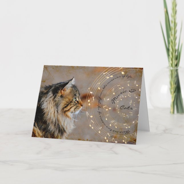 Cartão Placa de Música e Gatos (Frente)