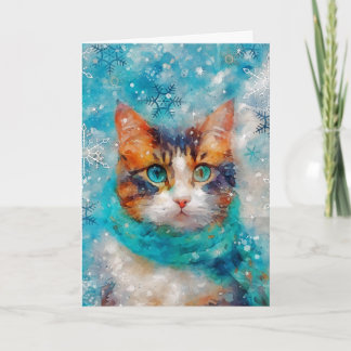 Cartão Placa de Natal de Impressão de Gato de Mídia Misto