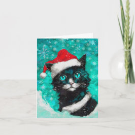 Cartão Placa de Natal de Impressão de Gato de Mídia Misto