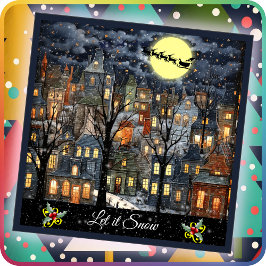 Cartão PLACA DE NATAL - Deixe nevar - Placa plana de dois