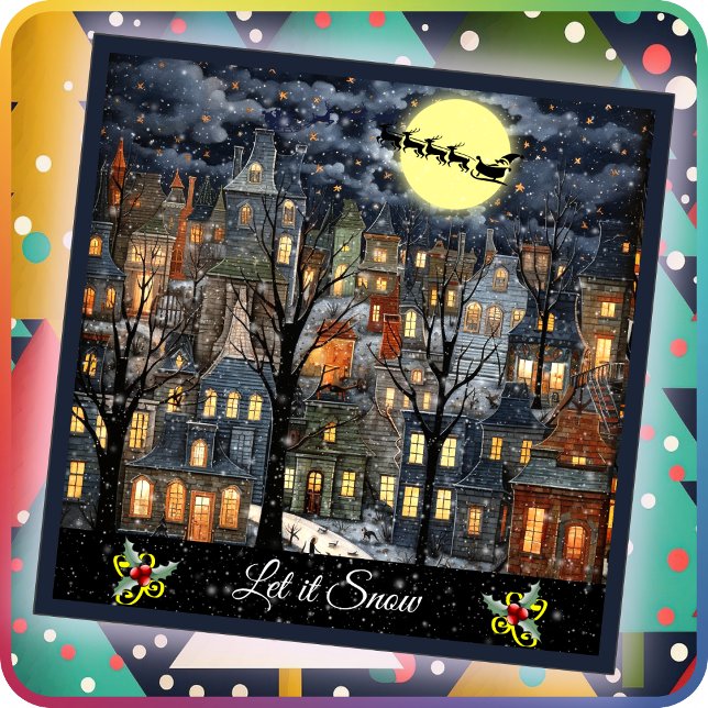 Cartão PLACA DE NATAL - Deixe nevar - Placa plana de dois (Criador carregado)