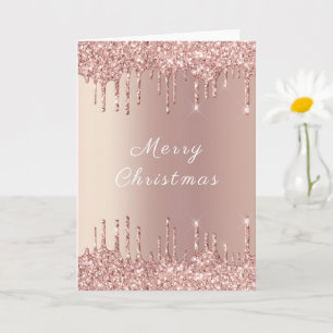 Cartão Placa de Natal Glitter Sparkle rosa Dourada