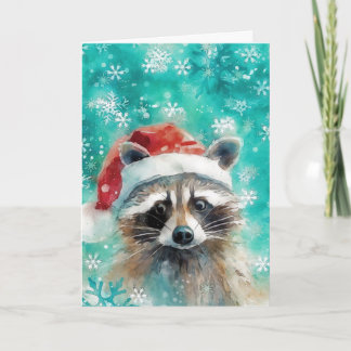 Cartão Placa de Natal Mixed Media Raccoon Impressão AP438