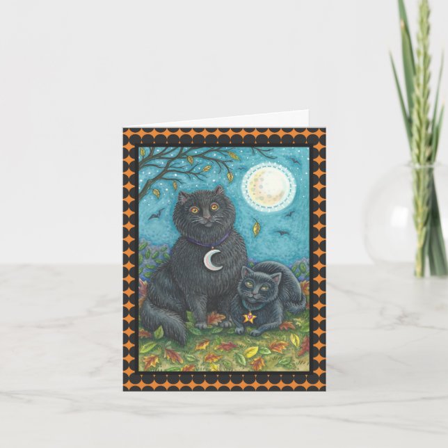 CARTÃO PLACA DE NOTA BUBO/PYEWACKET PRETA CAT HALLOWEEN V (Frente)