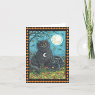CARTÃO PLACA DE NOTA BUBO/PYEWACKET PRETA CAT HALLOWEEN V