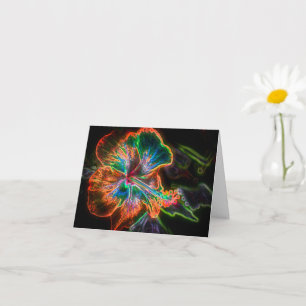 Cartão Placa de Nota de Arte com Flor de Abstrato Hibiscu