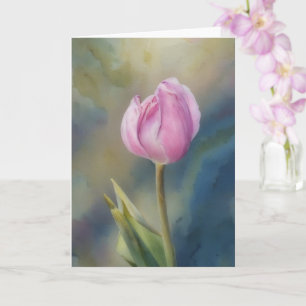 Cartão Placa de Nota de Arte com Flor de Tulipa Rosa boni