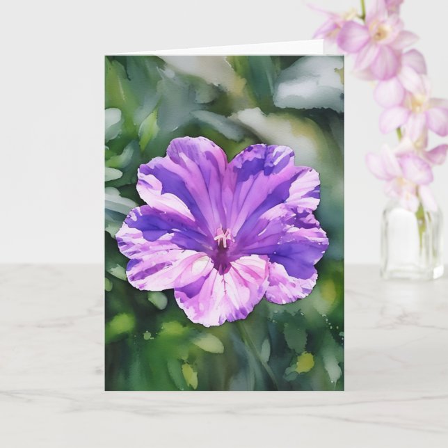 Cartão Placa de Nota de Arte Floral com Flor Roxo (Orquídea)