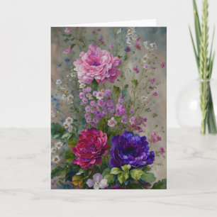 Cartão Placa de Nota de Arte Floral do Buquê de Flores bo