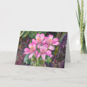 Cartão Placa de Nota de Arte Floral Tropical Rosa