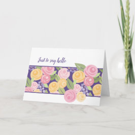 Cartão Placa de Nota de Banda Floral de Rosas de Papel - 