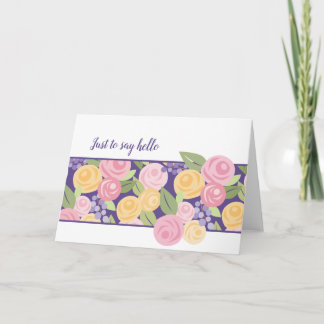 Cartão Placa de Nota de Banda Floral de Rosas de Papel -
