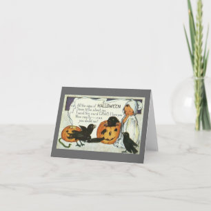 Cartão Placa de Nota de Halloween Vintage Adorável para F