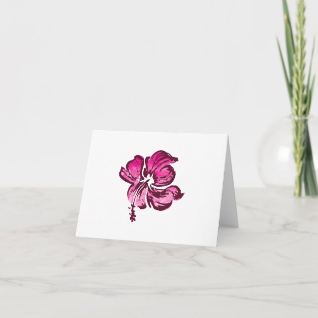 Cartão Placa de Nota de Hibiscus de Aquarela (Frente)