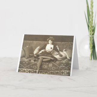Cartão Placa de Nota de Vintage Woman Fencer