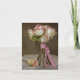 Cartão Placa de Nota do Vintage Rose Bouquet