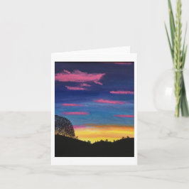 Cartão Placa de Nota Dobrada de Pôr do Sol