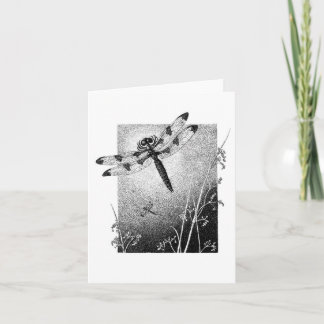 Cartão Placa de Nota Dragonfly - Preto e Branco