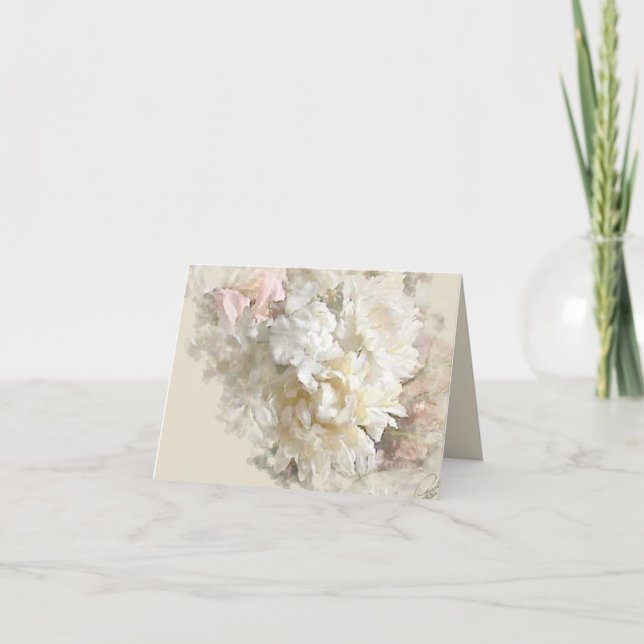 Cartão Placa de Nota Floral de Pastel (Frente)