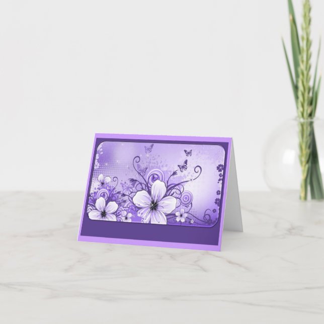 Cartão Placa de Nota Floral Roxa Lilac (Frente)