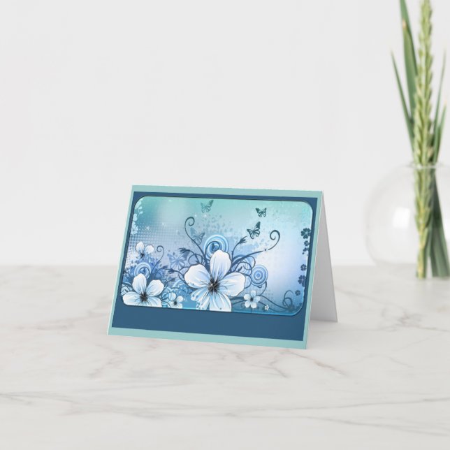 Cartão Placa de Nota Floral Teal (Frente)