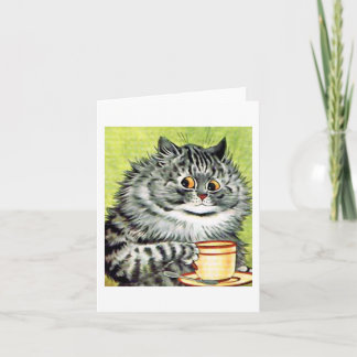 Cartão Placa de Nota para Cat Teacup de Louis Wain