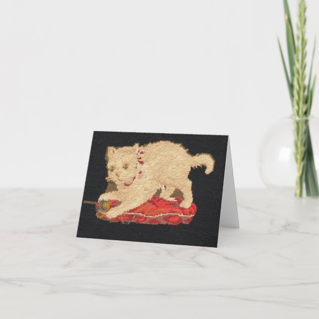 Cartão Placa de Nota para Gato de Gato de Needlepoint (Frente)