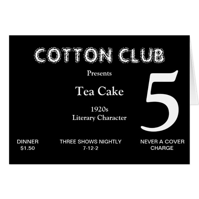 Cartão Placa de Número da Tabela de 1920 (Frente Horizontal)