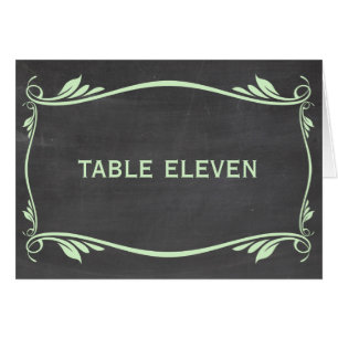 Cartão Placa de número de tabela chalkboard verde