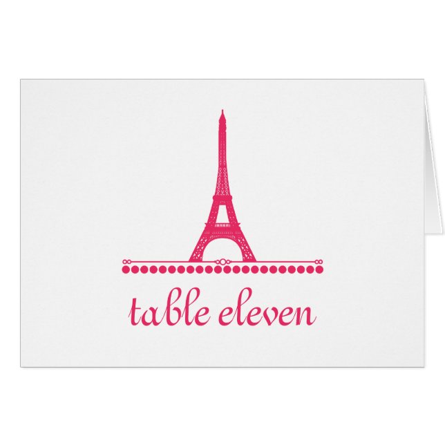 Cartão Placa de Número de Tabela Chic Parisiense, Rosa (Frente Horizontal)