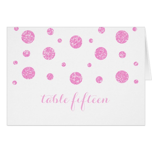 Cartão Placa de Número de Tabela de Confetti Glitter Rosa (Frente Horizontal)