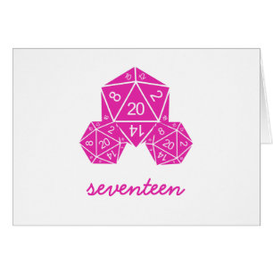 Cartão Placa de Número de Tabela de Dice D20 Rosa