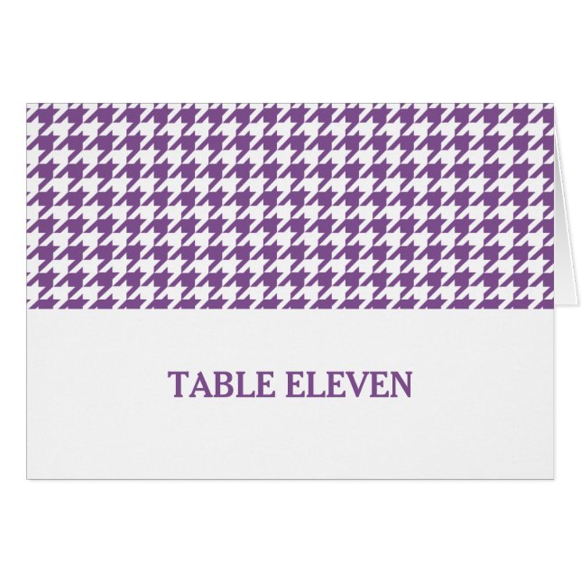Cartão Placa de Número de Tabela de Houndstooth Roxo (Frente Horizontal)