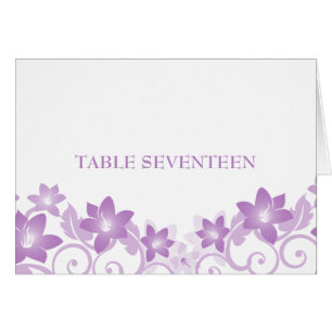 Cartão Placa de Número de Tabela Floral Simples Roxo