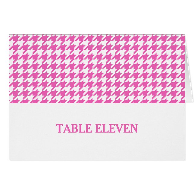 Cartão Placa de Número de Tabela Houndstooth Rosa (Frente Horizontal)