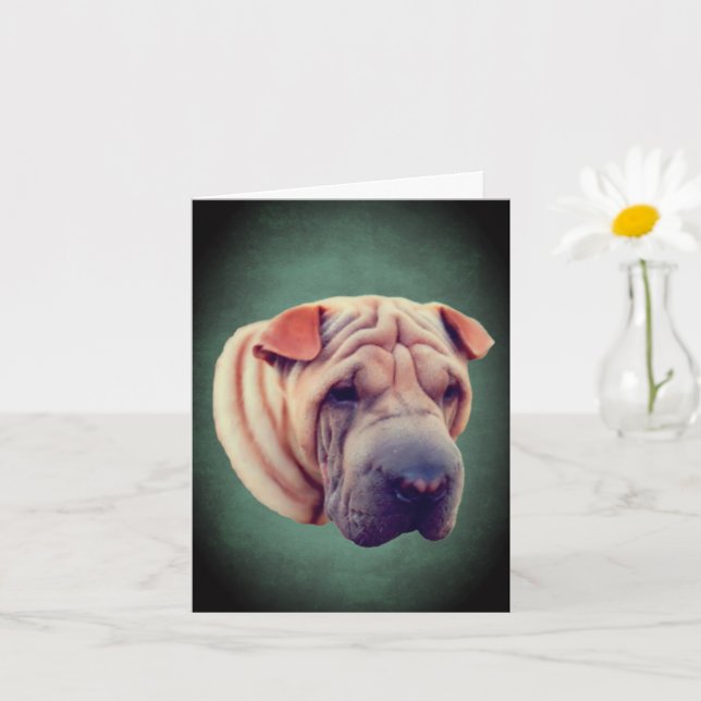 Cartão Placa de Observação da Face do Cachorro Shar Pei (Planta pequena)