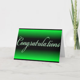 Cartão Placa de Parabéns de apagamento preto verde elegan