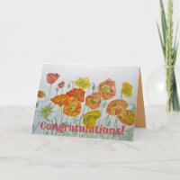 Placa de Parabéns de Aquarela Vermelha Laranja