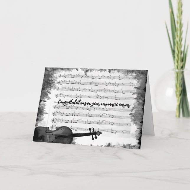 Cartão Placa de Parabéns de Carreira de Música (Frente)