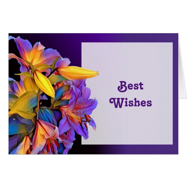 Cartão Placa de Parabéns de Casamento de Lírios Floral (Frente Horizontal)