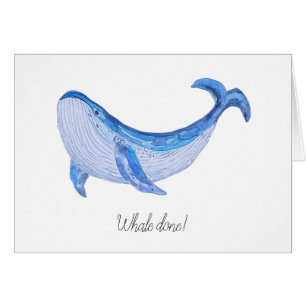 Cartão Placa de Parabéns de Impressão de Aquarela "Whale 
