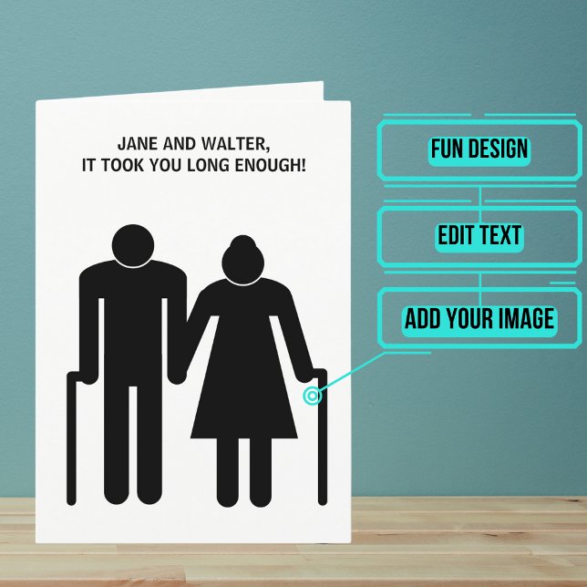 Cartão Placa de Parabéns de noivado para Casal mais antig (Send your love and congratulations with a modern and unique twist.)